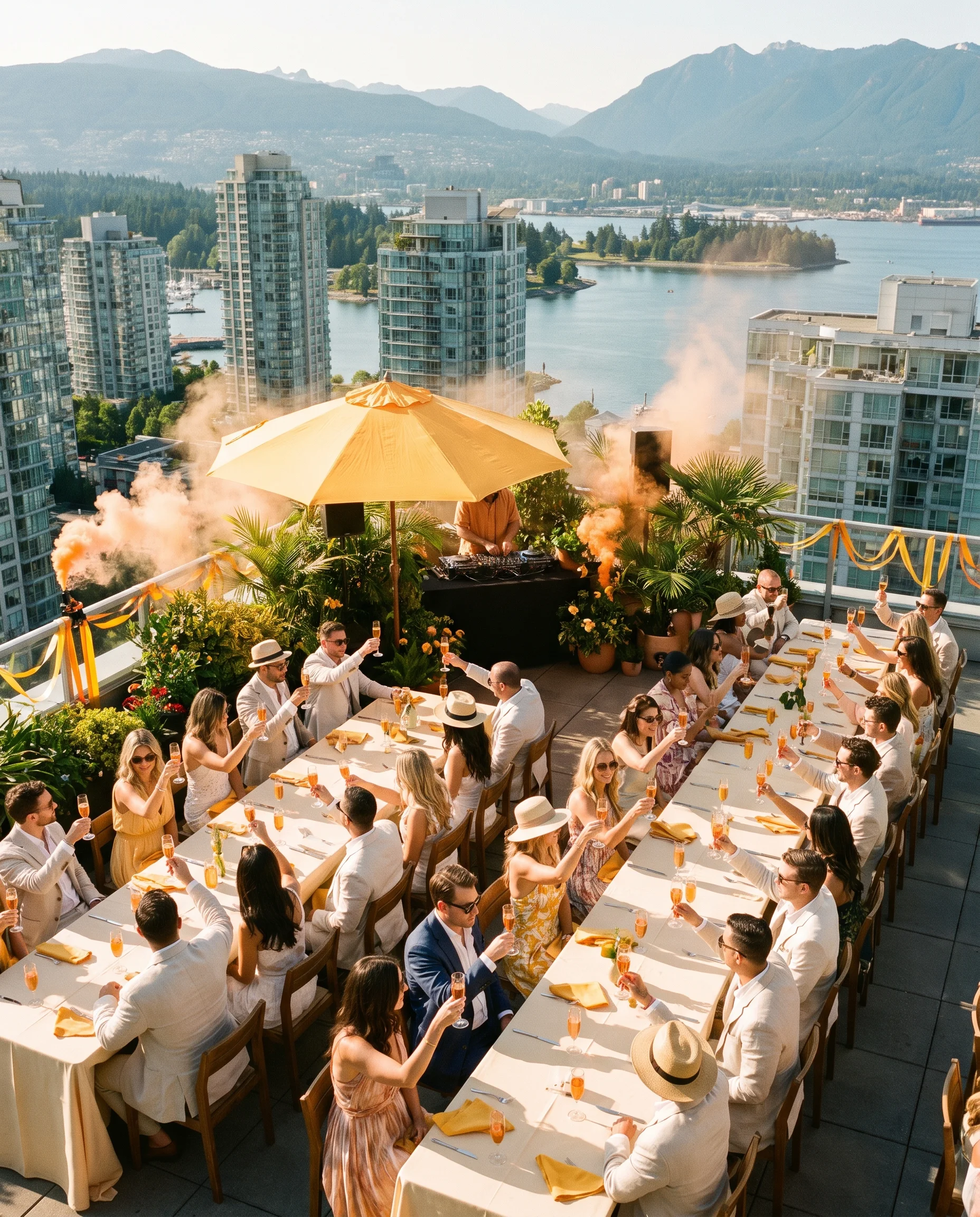 The Veuve Clicquot Brunch Party from above, by day